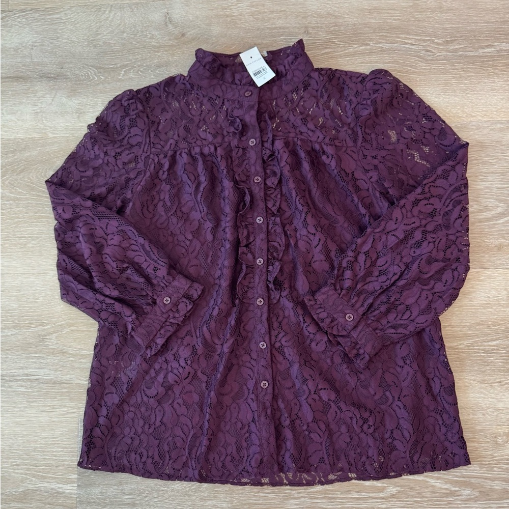 Ann Taylor New  Purple Lace Women's Top